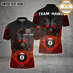 Maxcorners Billiards Wolf Flame 8 Ball Multicolor Options Personalized Name, Team Name Unisex 3D Shirt