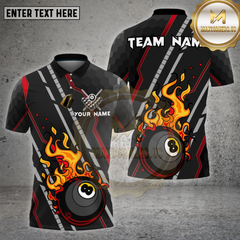 Maxcorners Billiards Flaming 8 Ball Fire Trail Multicolor Options Personalized Name, Team Name Unisex 3D Shirt