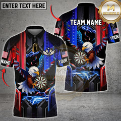 Maxcorners Darts Eagle American Flag Lightning Multicolor Options Personalized Name, Team Name Unisex 3D Shirt