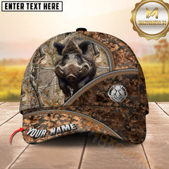 Maxcorners Hunting Grass Brown Camo Zipper Style 3D Personalized Name 3D Cap (Deer/Moose/Boar/Bear)