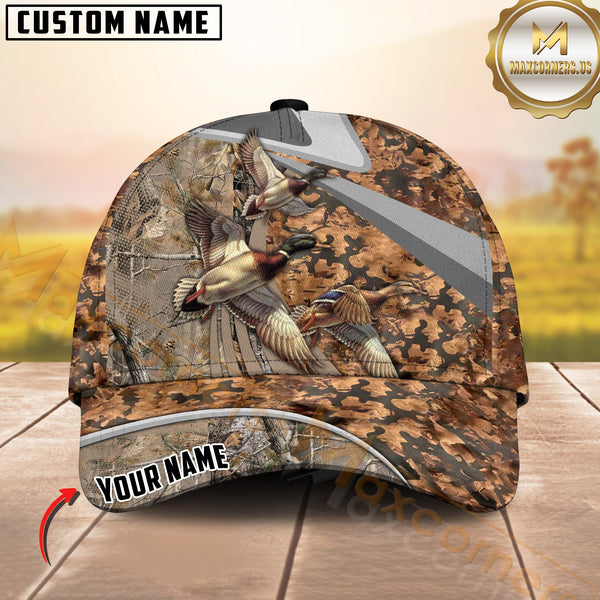 Maxcorners Hunting Grass Brown Camo Style 3D Personalized Name 3D Cap (Deer/Moose/Boar/Bear)