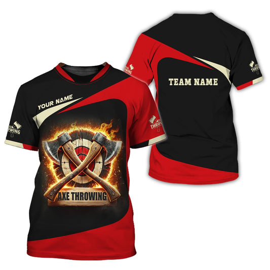 Maxcorners Custom Axe Throwing With Fire T Shirts, Axe Throwing Jersey, Gift for Axe Throwing Players MT2009