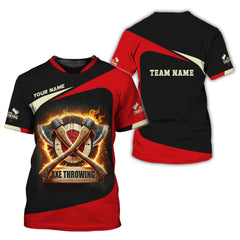 Maxcorners Custom Axe Throwing With Fire T Shirts, Axe Throwing Jersey, Gift for Axe Throwing Players MT2009