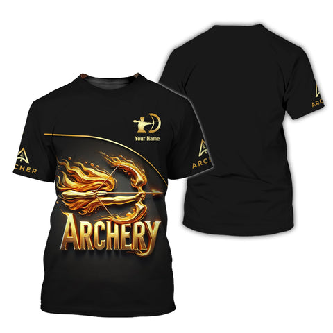 Maxcorners Custom Name Archery T-Shirt With 3D Archer, Archery Polo Shirts, Lightweight Sportswear, Gift For Archers