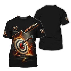 Maxcorners Custom Axe Throwing Target Fire T-Shirt, Gift for Axe Throwing Players MT2009