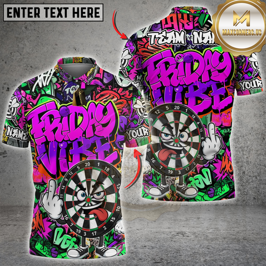 Maxcorners Dartboard Graffiti Friday Vibe Style Multicolor Options Personalized Name, Team Name 3D Shirt (4 Colors)