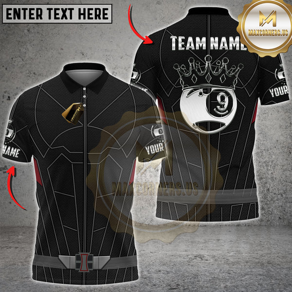 Maxcorners Billiard 9 Ball Superhero Armor Winged Ball Design Multi Options Personalized Name, Team Name 3D Shirt