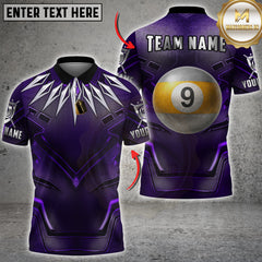 Maxcorners Billiard Shirt Panther Suit Purple Vibranium Style 9 Ball Design Multicolor Options Personalized Name, Team Name Unisex 3D Shirt