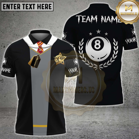 Maxcorners Billiard 8 Ball Classic Strike Shield Design Multi Options Personalized Name, Team Name 3D Shirt