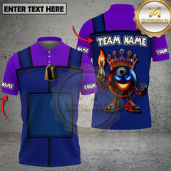 Maxcorners Bowling Shirt King Flame Ball Cartoon Overall Design Multi Options Personalized Name, Team Name 3D Shirt