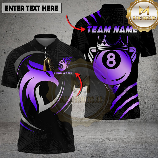 Maxcorners Billiard Royal Gold Eagle Crown Black Pattern Multioptions Personalized Name, Team Name Unisex 3D Shirt