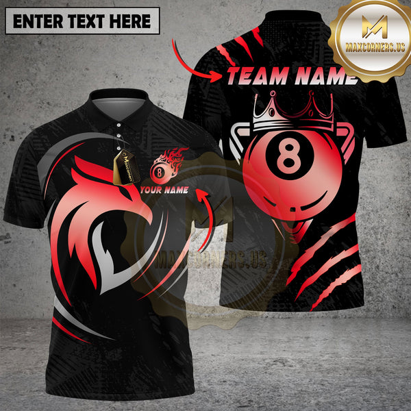 Maxcorners Billiard Royal Gold Eagle Crown Black Pattern Multioptions Personalized Name, Team Name Unisex 3D Shirt