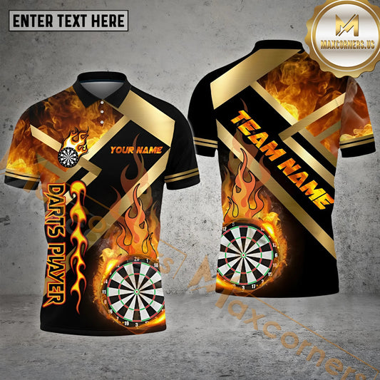 Maxcorners Darts Metal And Fire Flame Color Options Personalized Name, Team Name  3D Shirt (4 colors)