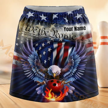 Maxcorners Bowling Patriotic Eagle Personalized 3D Skort, Skirts With Shorts