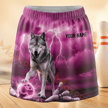 Maxcorners Bowling Pink Cat Personalized 3D Skort, Skirts With Shorts