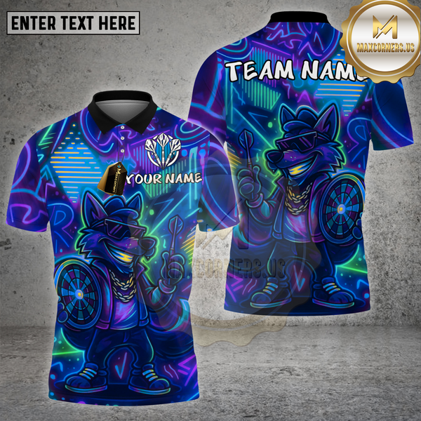 Maxcorners Dart Shirt Neon Wolf Cool Graffiti Multioptions Personalized Name, Team Name Unisex 3D Shirt (4 Colors)