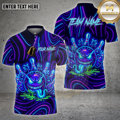 Maxcorners Bowling Neon Evil Ball Glow Effect Multioptions Personalized Name, Team Name Unisex 3D Shirt (4 Colors)
