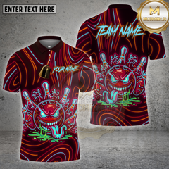 Maxcorners Bowling Neon Evil Ball Glow Effect Multioptions Personalized Name, Team Name Unisex 3D Shirt (4 Colors)