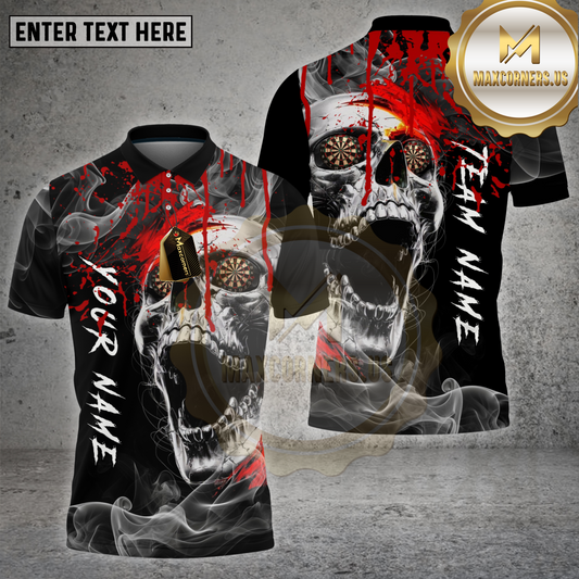 Maxcorners Darts Shirt Horror Skull Smoke Fire Multioptions Personalized Name, Team Name Unisex 3D Shirt (4 Colors)