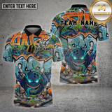Maxcorners Bowling Shirt Blue Monster Ball Brick Wall Multioptions Personalized Name, Team Name Unisex 3D Shirt (4 Colors)