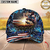 Maxcorners Hunting American Flag Moose Sunrise Farm Scene Camo Custom Name 3D Cap  (6 Colors)