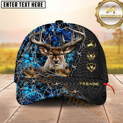 Maxcorners Whitetail Deer Hunting Snakeskin Leather Lace Gold Icon Custom Name 3D Cap (6 Colors)