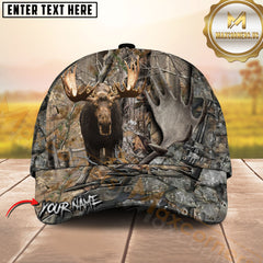 Maxcorners Moose Hunting Hunter Antlers Skull Camo Custom Name 3D Cap (7 Colors)