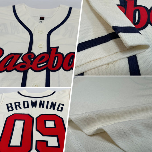Maxcorners Custom Cream Red-Navy Authentic Baseball Jersey LM2605