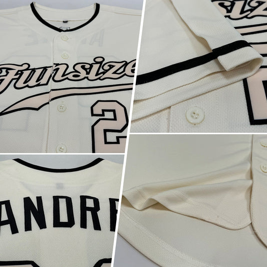 Maxcorners Custom Cream Cream-Black Authentic Baseball Jersey LM2605