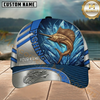 Maxcorners Crystal Ice Blue Design Custom Name Fishing Cap