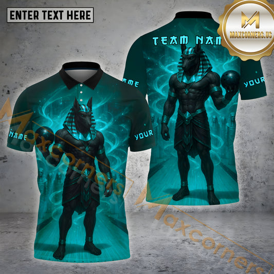 Maxcorners Bowling Anubis Pharaoh Power Multicolor Options Personalized Name, Team Name 3D Shirt (4 Colors)