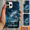 Maxcorners Futuristic Hexagon Water Splash Custom Name Fishing Phone Case