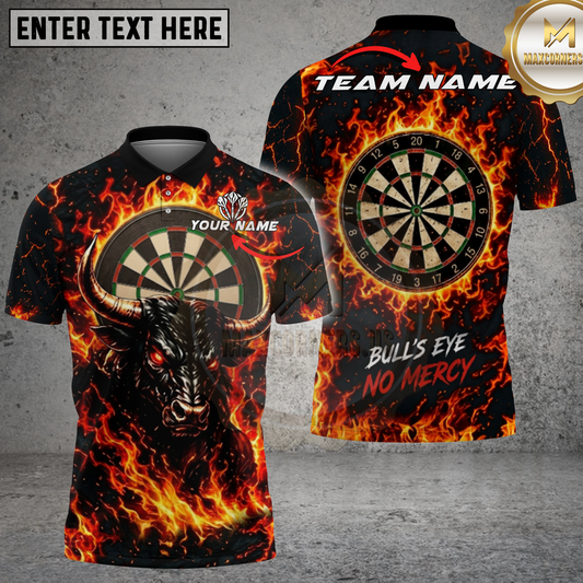 Maxcorners Darts Shirt Flaming Bull Power Design Multicolor Options Personalized Name, Team Name 3D Shirt
