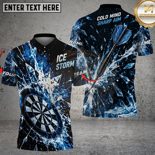 Maxcorners Darts Shirt Ice Storm Dartboard Design Multicolor Options Personalized Name, Team Name 3D Shirt