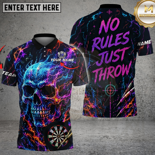 Maxcorners Darts Shirt Neon Skull Lightning Design Multicolor Options Personalized Name, Team Name 3D Shirt