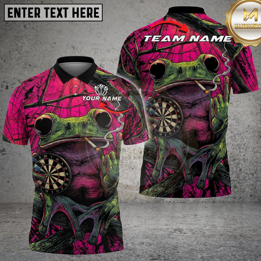 Maxcorners Darts Shirt Smoking Frog Graphic Multicolor Options Personalized Name, Team Name 3D Shirt