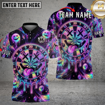 Maxcorners Neon Dartboard Psychedelic Galaxy Multicolor Options Personalized Name, Team Name 3D Shirt