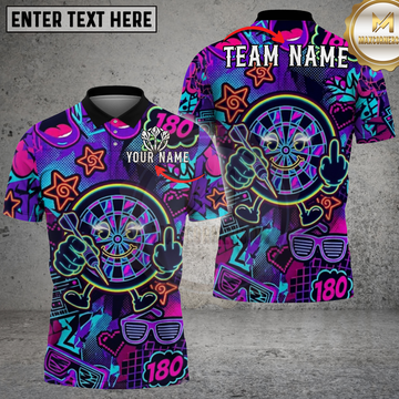 Maxcorners Retro Neon Dartboard Street Art Multicolor Options Personalized Name, Team Name 3D Shirt