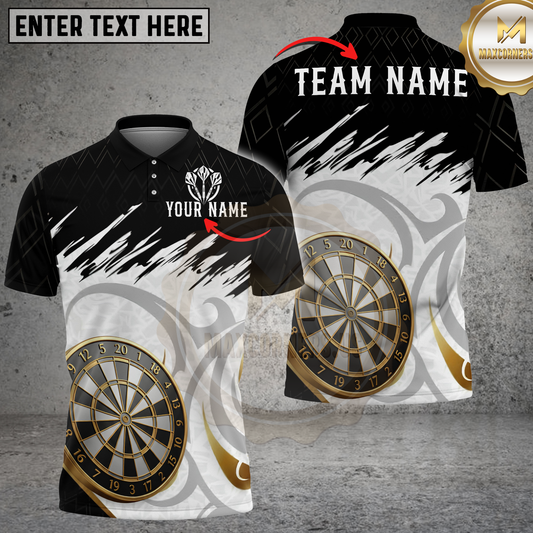 Maxcorners Dartboard Gold Trim Minimalist Design Multicolor Options Personalized Name, Team Name 3D Shirt (2 Colors)