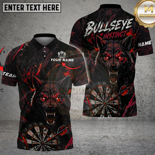 Maxcorners Darts Shirt Fierce Purple Wolf Design Multicolor Options Personalized Name, Team Name 3D Shirt