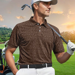 Maxcorners Funny Duck Pattern Golf Polos, Brown Camouflage Style Shirt For Men, Cool Outdoor Golf Shirt Gift For Golfers