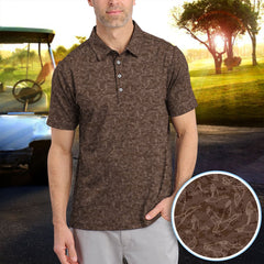 Maxcorners Funny Duck Pattern Golf Polos, Brown Camouflage Style Shirt For Men, Cool Outdoor Golf Shirt Gift For Golfers
