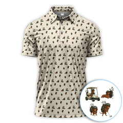 Maxcorners Funny Dachshund Golf Shirt, Wiener Dog Pattern Polos For Men, Golf Gift For Golfers