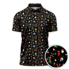 Maxcorners Funny Pattern Golf Polos, Christmas Golf Shirt For Men, Xmas Golf Gift For Golfer