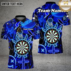 Maxcorners Blue Neon Dartboard Electric Glow Multioptions Personalized Name, Team Name Unisex 3D Shirt