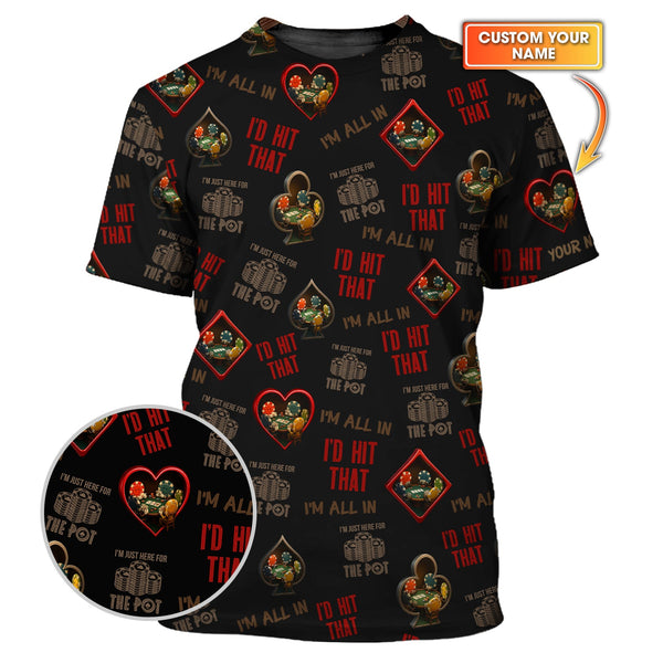 I'd Hit That Poker Chip Personalized Name T Shirt Poker Theme Outfit - Poker Club Shirts for Team