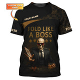 Fold Like A Boss Poker Shirt for Men, Custom Poker T Shirts, Gifts for Poker Players