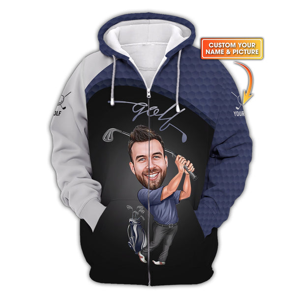 Maxcorners Custom Face Golf Polos, Crazy Golf Shirts, Funny Golf Shirt For Men