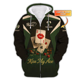 Kiss My Ace Poker Shirt, Funny Poker Polos, Personalized Name Poker Shirts