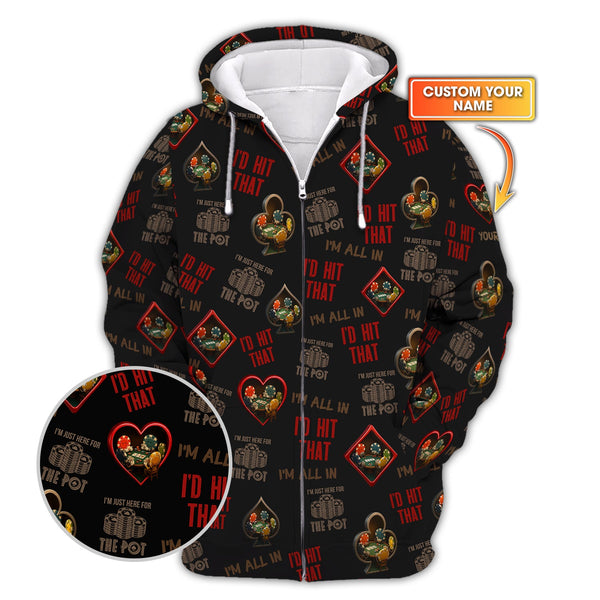 I'd Hit That Poker Chip Personalized Name T Shirt Poker Theme Outfit - Poker Club Shirts for Team